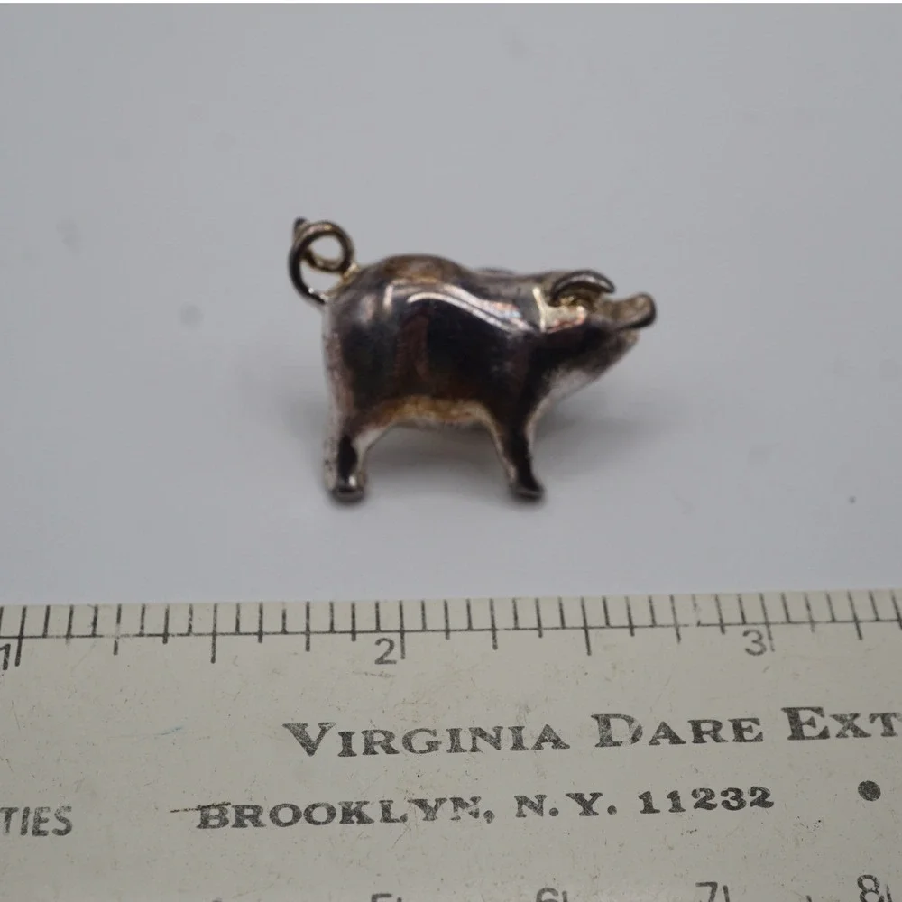 Sterling Silver Pig Pin 925 Animal Lapel Brooch Farm Piggy Jewelry 5.73g